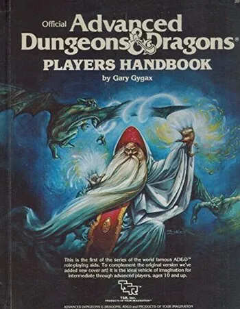 Cover av Classic Advanced Dungeons & Dragons Player’s Handbook med en trollmann som kaster en besvergelse
